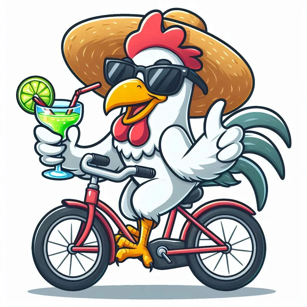 Key West Ebike rental rooster on bike